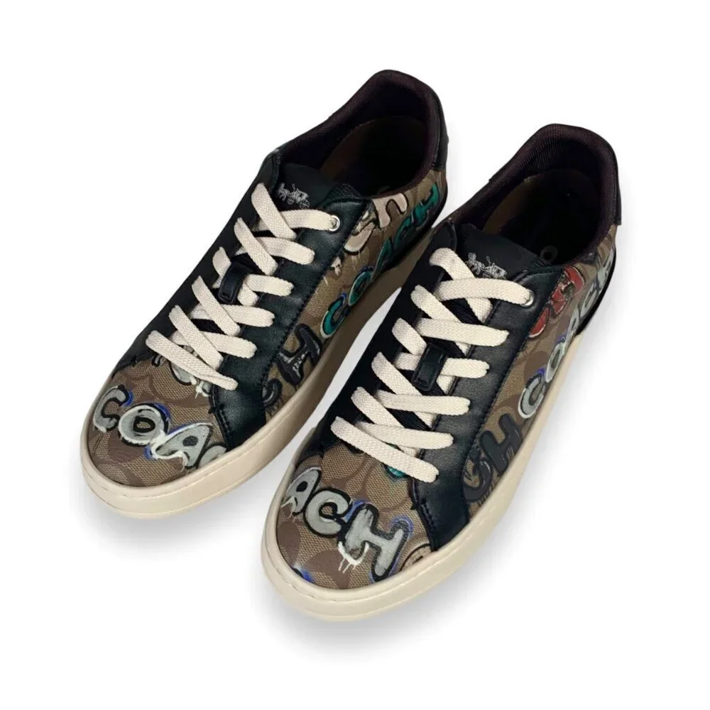 NWT Coach X Clip Mint + Serf Sneakers Sz.9 Low Top Signature Khaki Multi Canvas - Picture 11 of 16